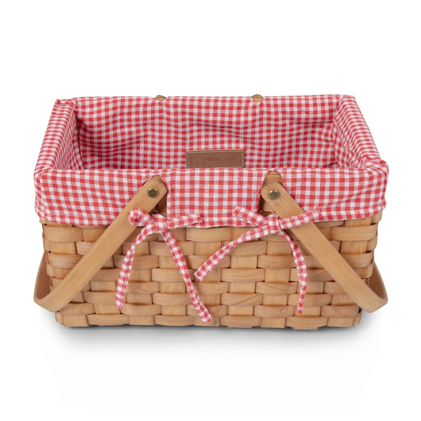 White & Red Gingham Farmhouse Picnic Basket