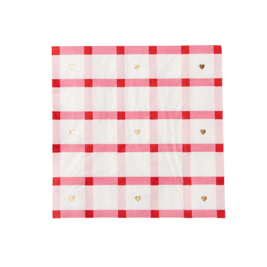 Elegant Valentine Plaid Dinner Napkins