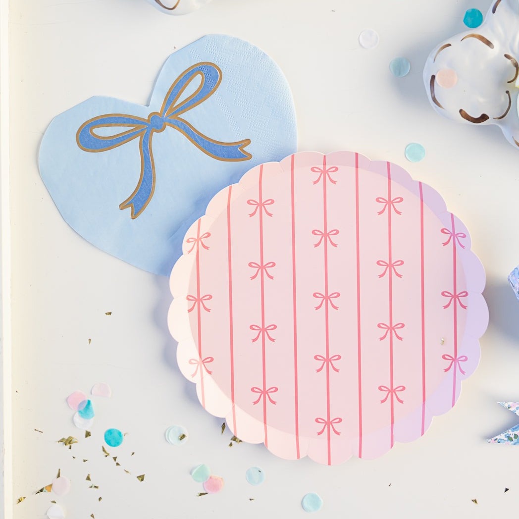 Sky Blue Signature Bow Heart Large Napkins