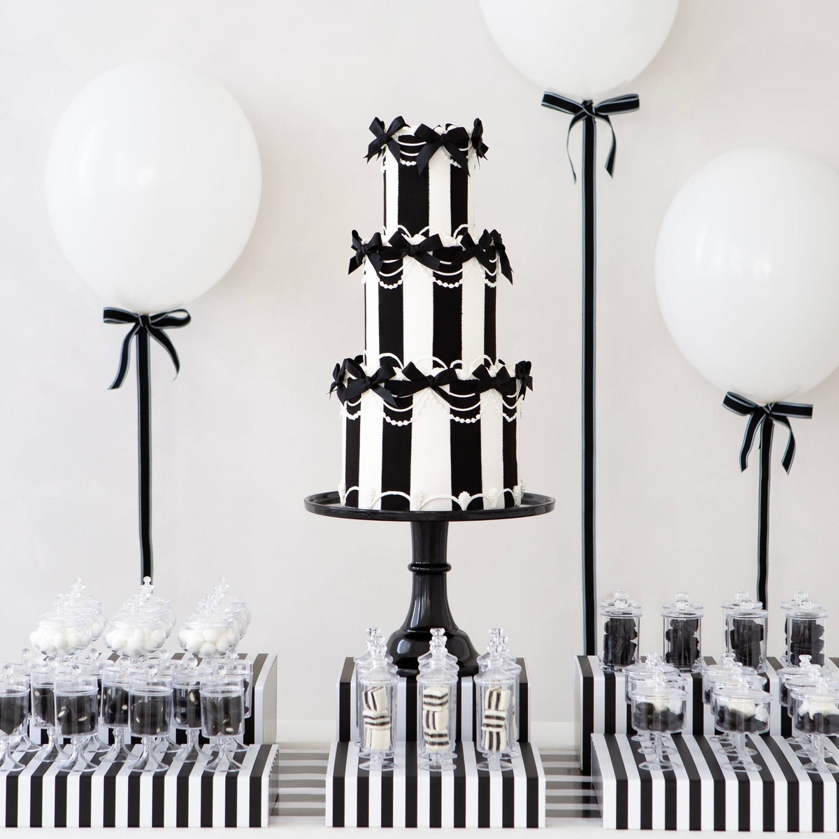 Black Noire Cabana Stripe Display Box Risers