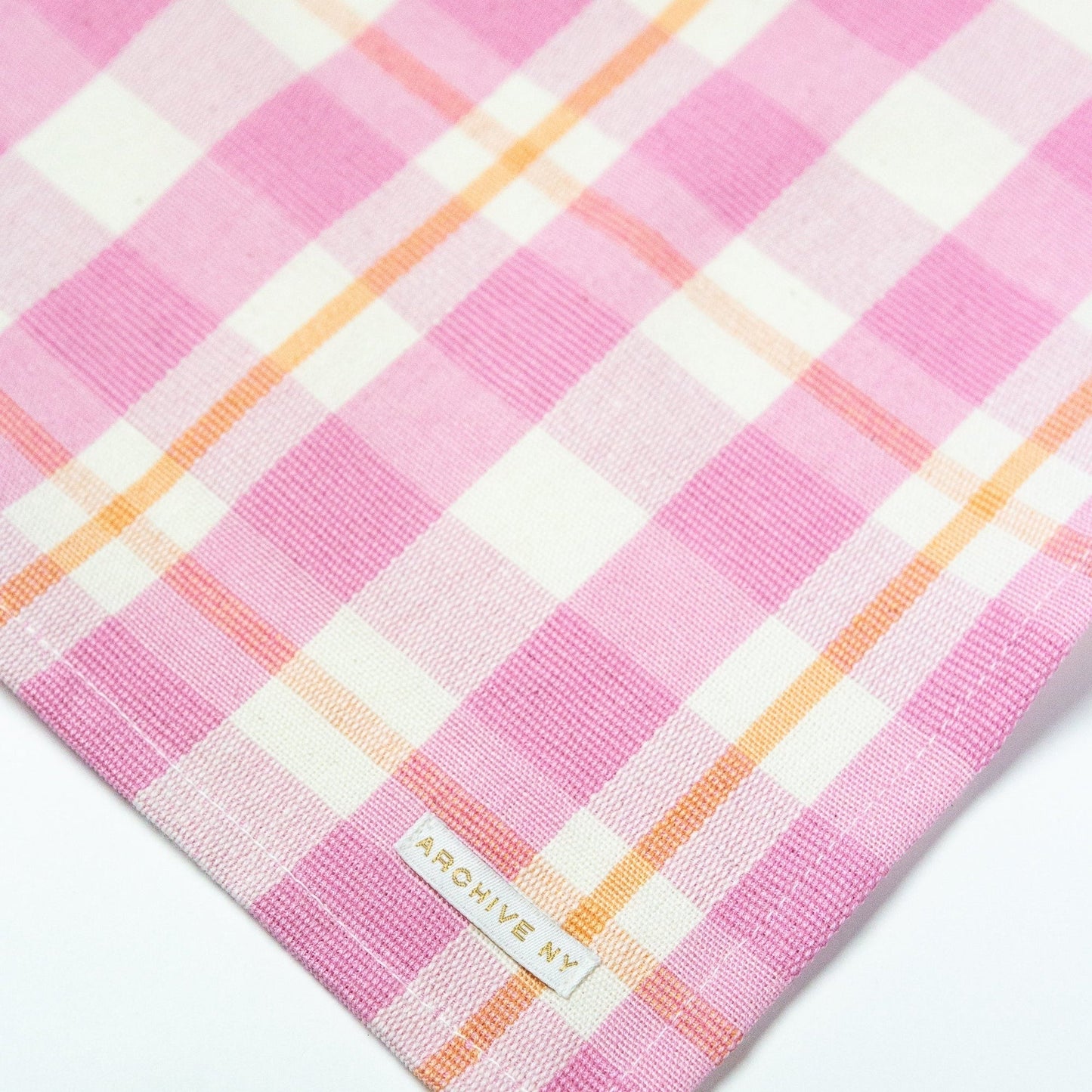 Abigail Plaid Table Runner in Bubblegum and Peach