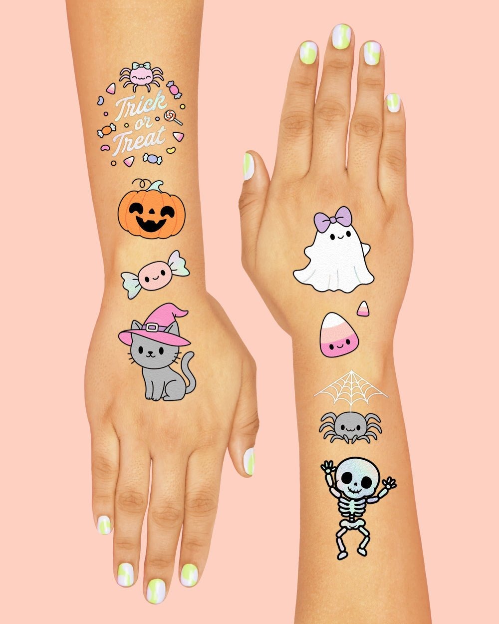 Pink Halloween Kawaii Temporary Tattoos