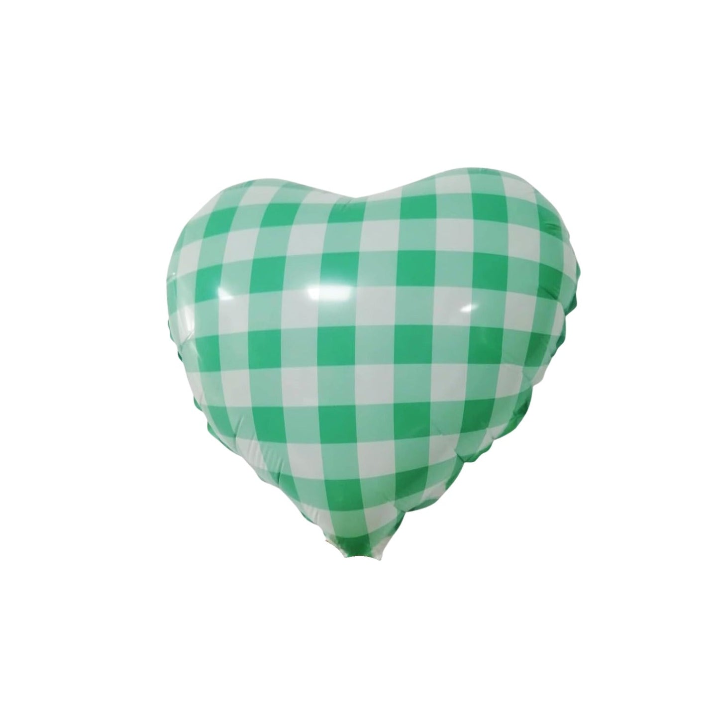 Green Gingham Heart Shaped Balloon