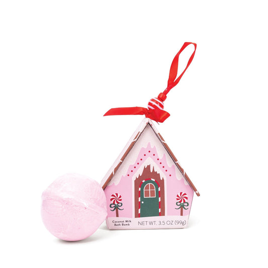 Pink Bath Bomb Christmas House Ornament