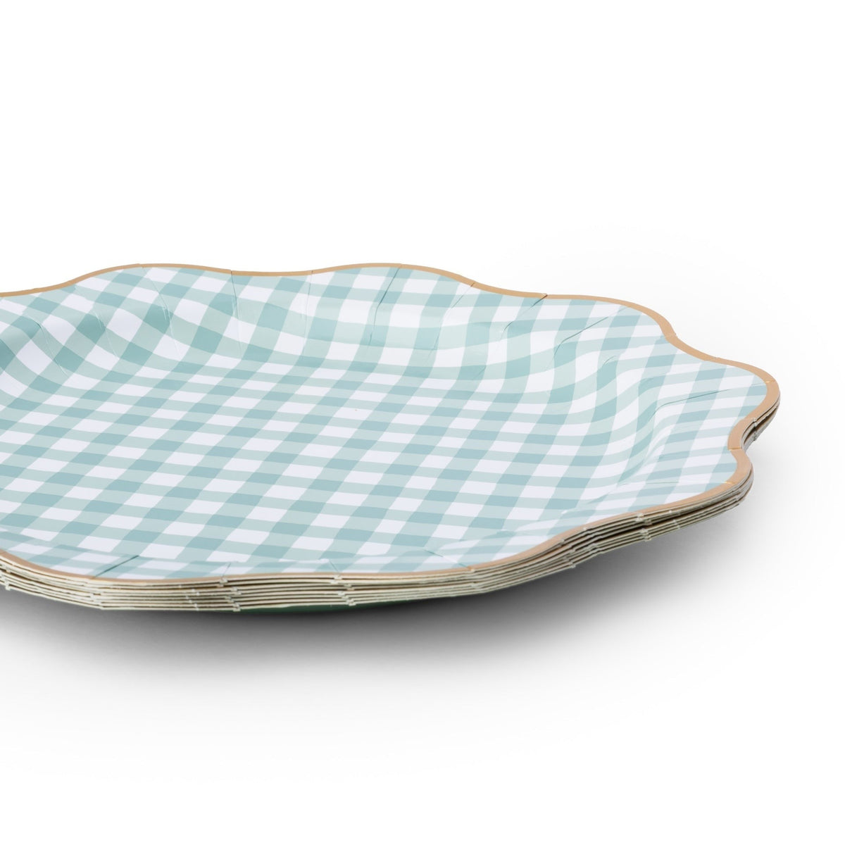 Sage Green Gingham Dinner Plates