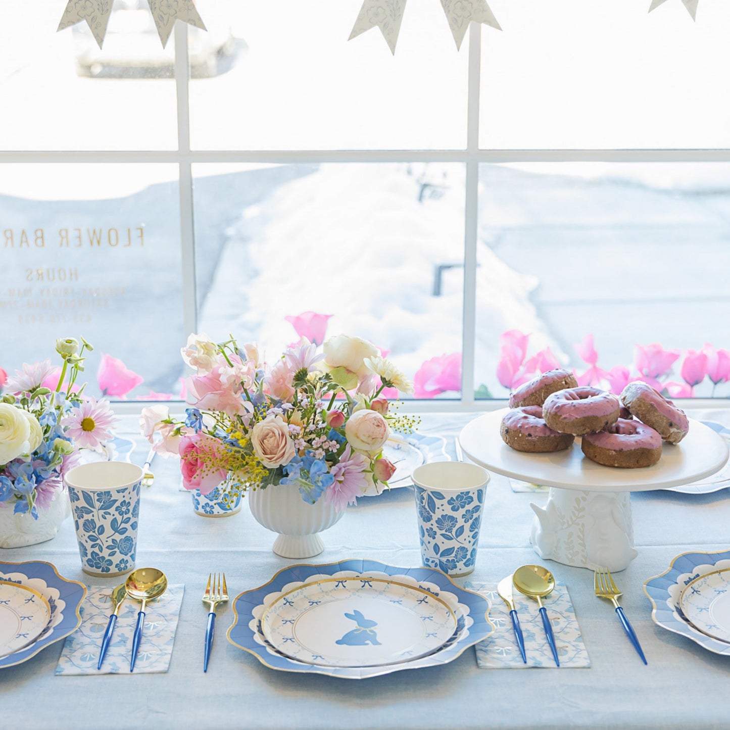 Belle Blue Elegant Floral Cups