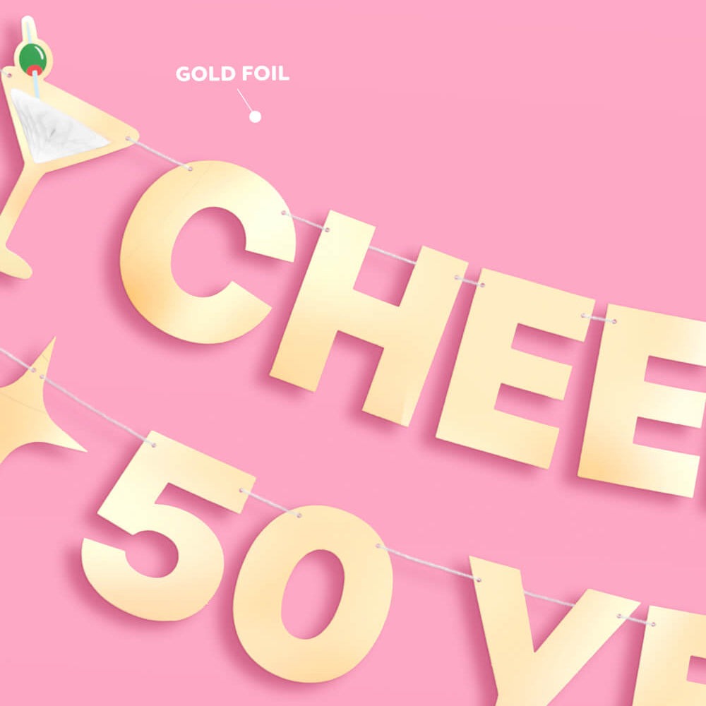 Cheers to 50 Years Birthday Banner