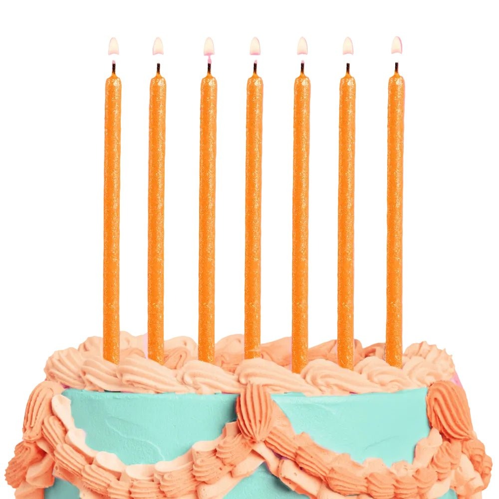 Orange Glitter Birthday Candles