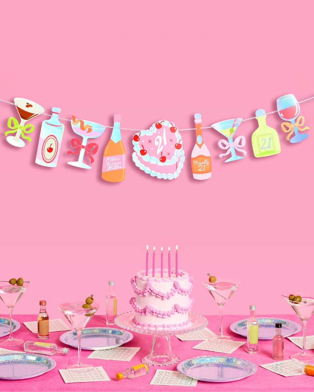 21st Birthday Cocktail Garland Banner