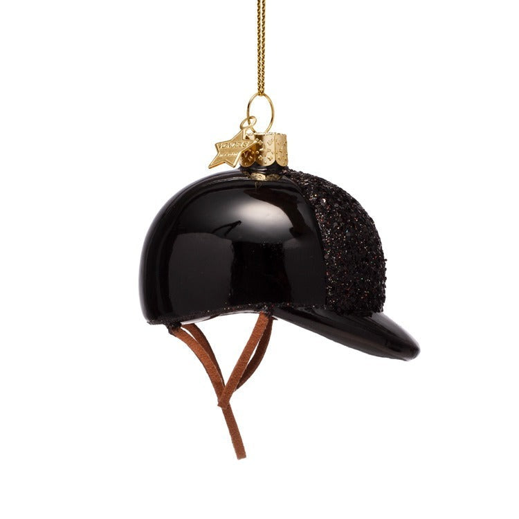 Horse Riding Helmet Glass Ornament