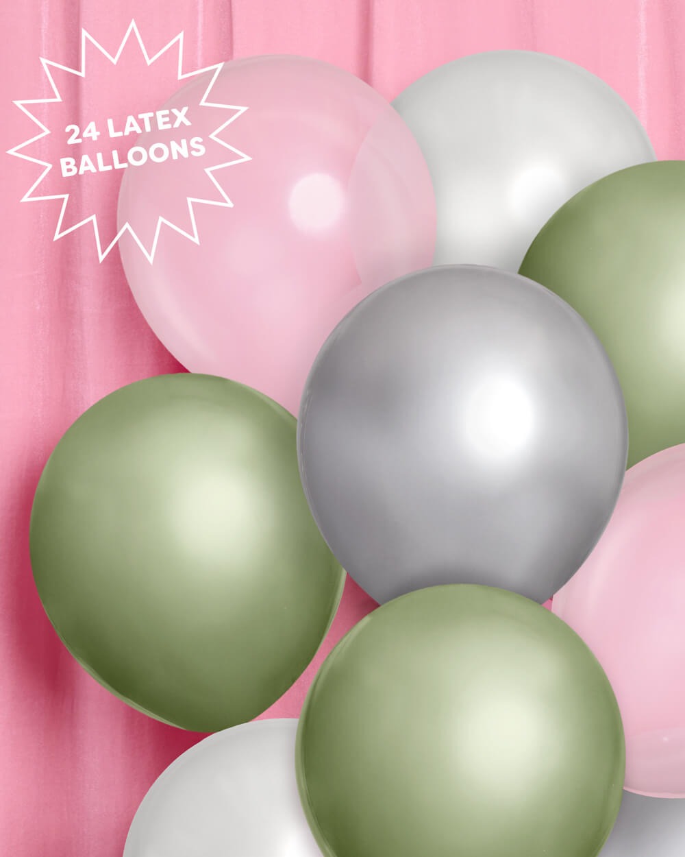 Sage Green & Chrome Latex Balloons