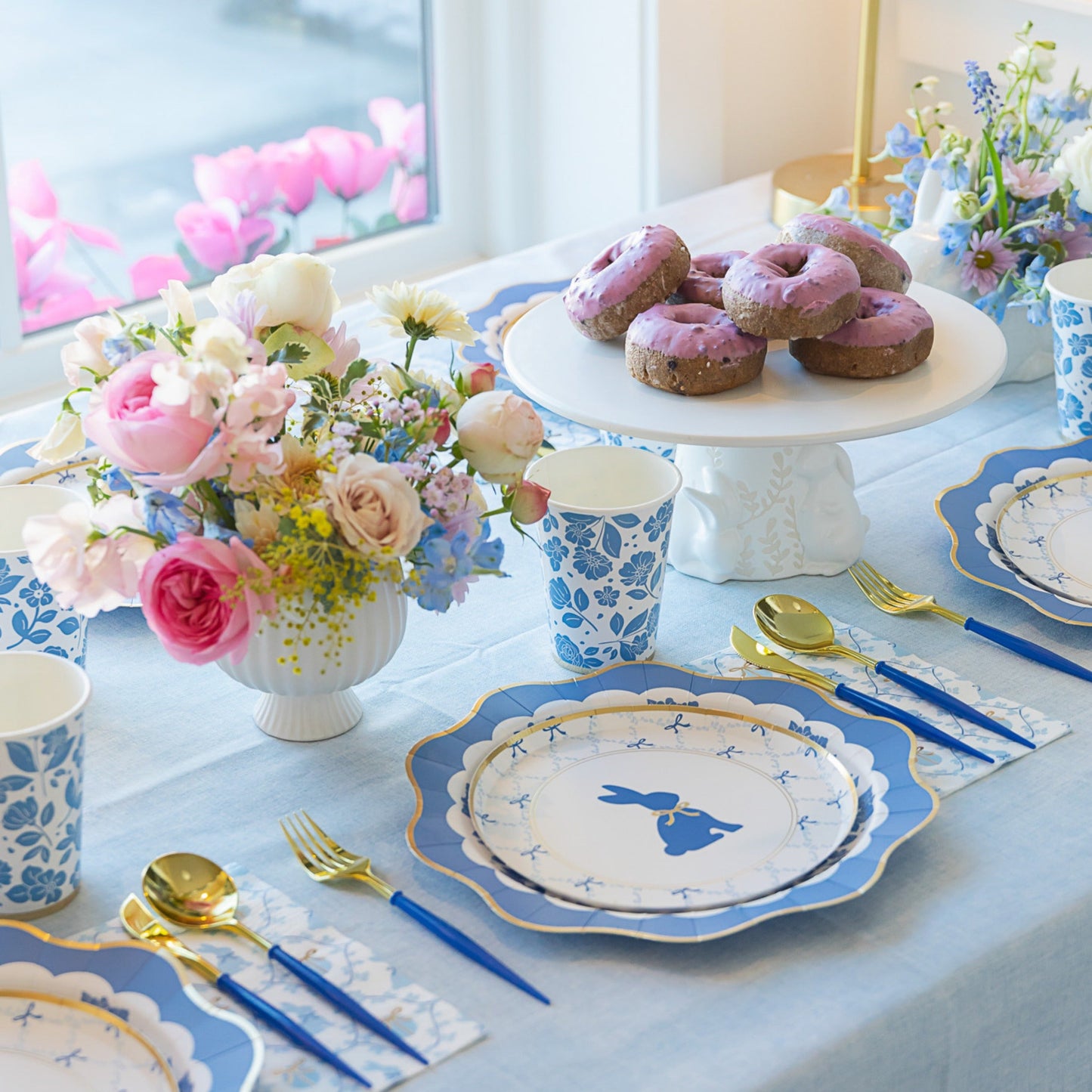 Belle Blue Elegant Floral Dinner Plates