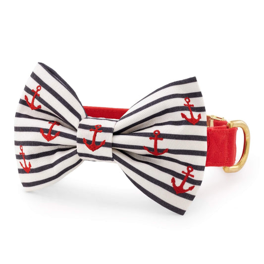 Anchor Embroidered Bow Tie Collar