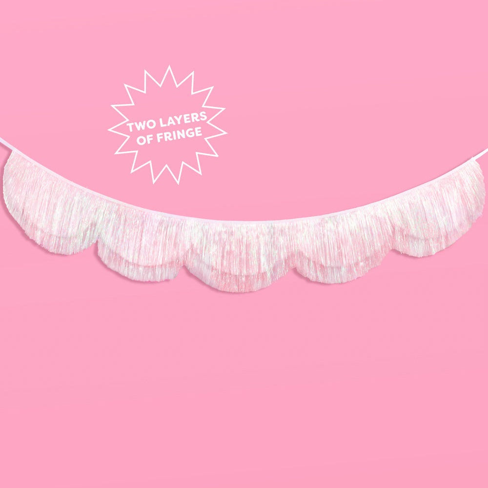 White Scalloped Fringe Banner