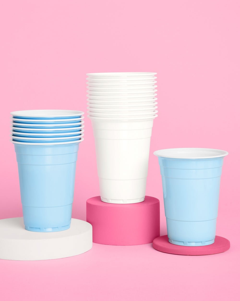 White and Blue Plastic Cups