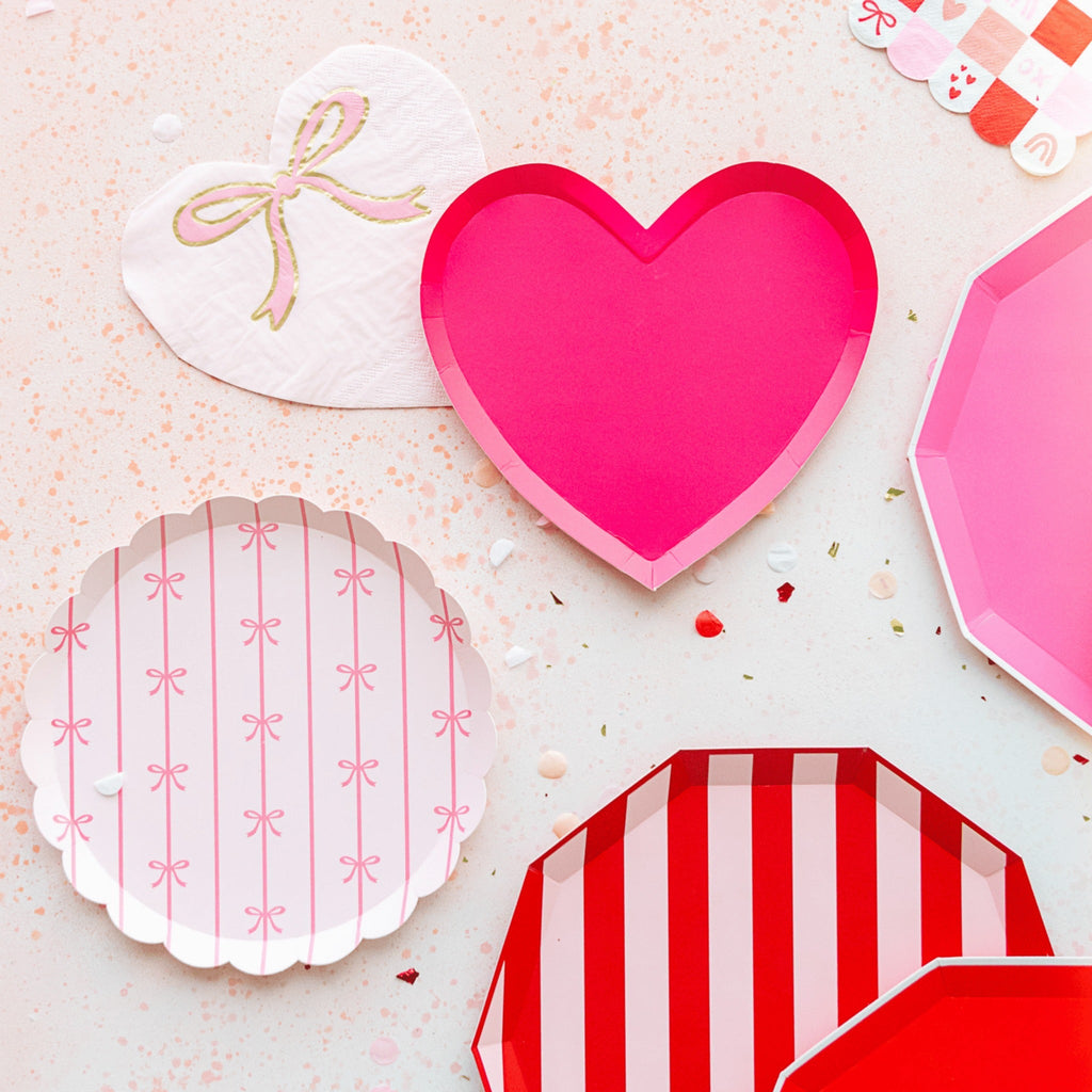 Petal Pink Bow Heart Large Napkins
