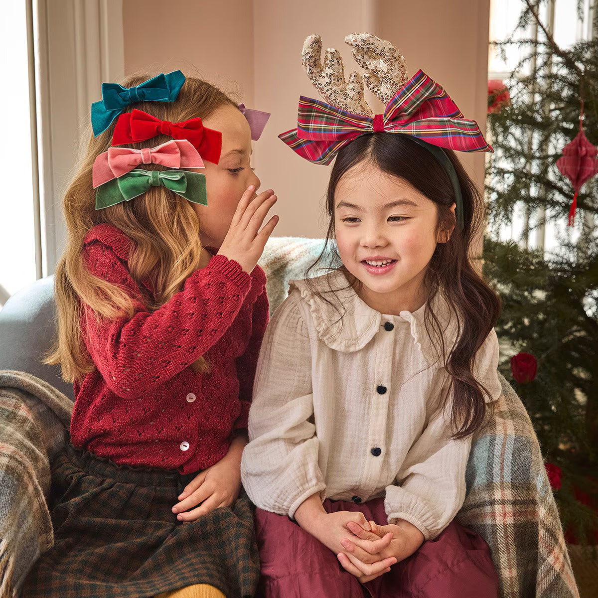 Plaid Antlers Holiday Headband