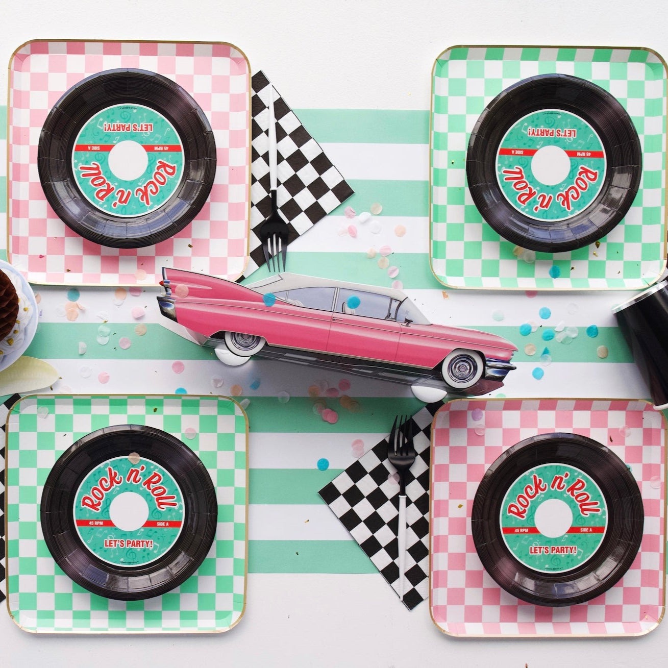 Black & White Signature Checker Large Napkins