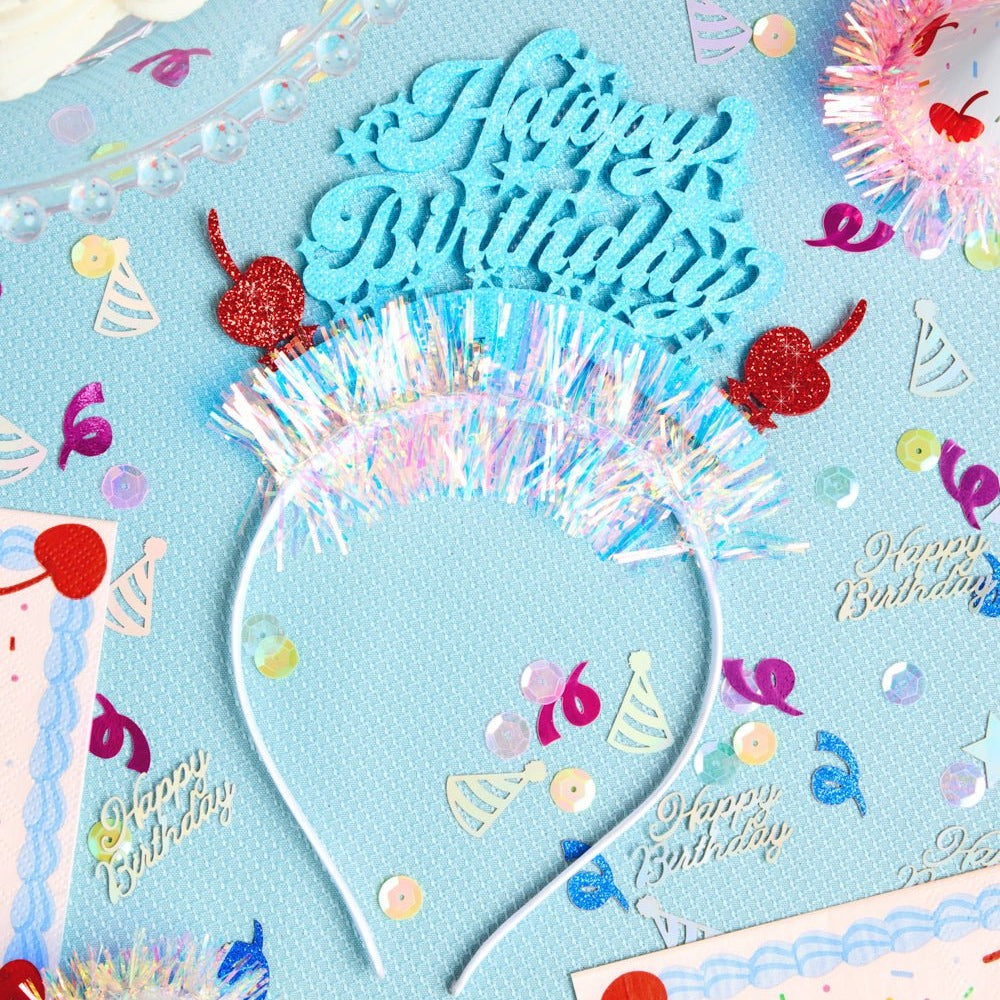 Cherry Tinsel Birthday Headband
