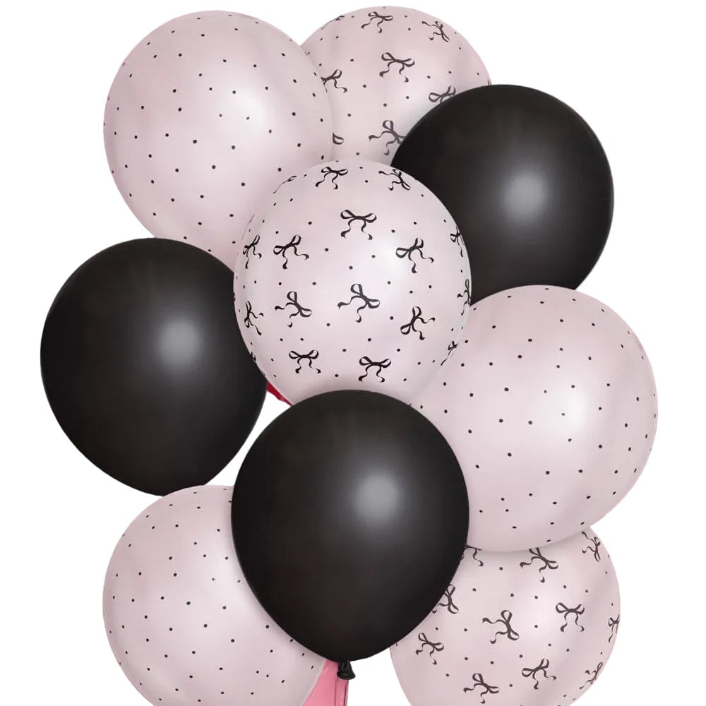 Black & White Bow Balloon Set
