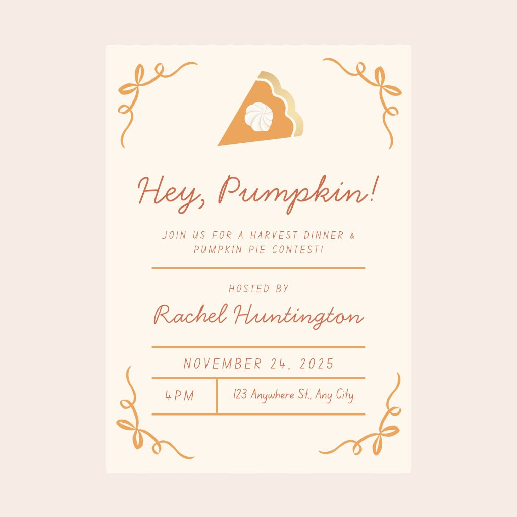 Sweet as Pumpkin Pie Digital Party Invitation
