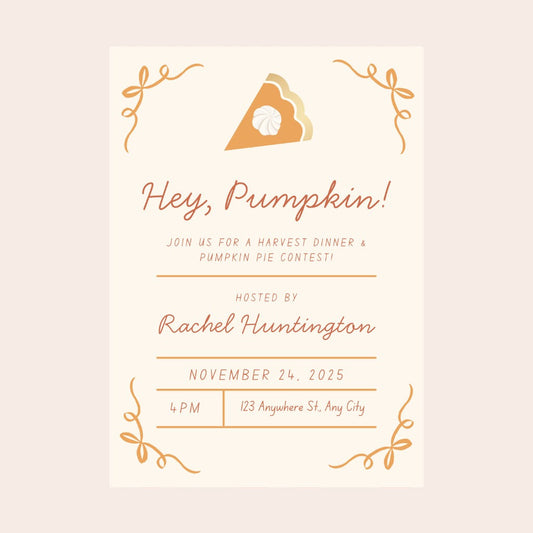 Sweet as Pumpkin Pie Digital Party Invitation