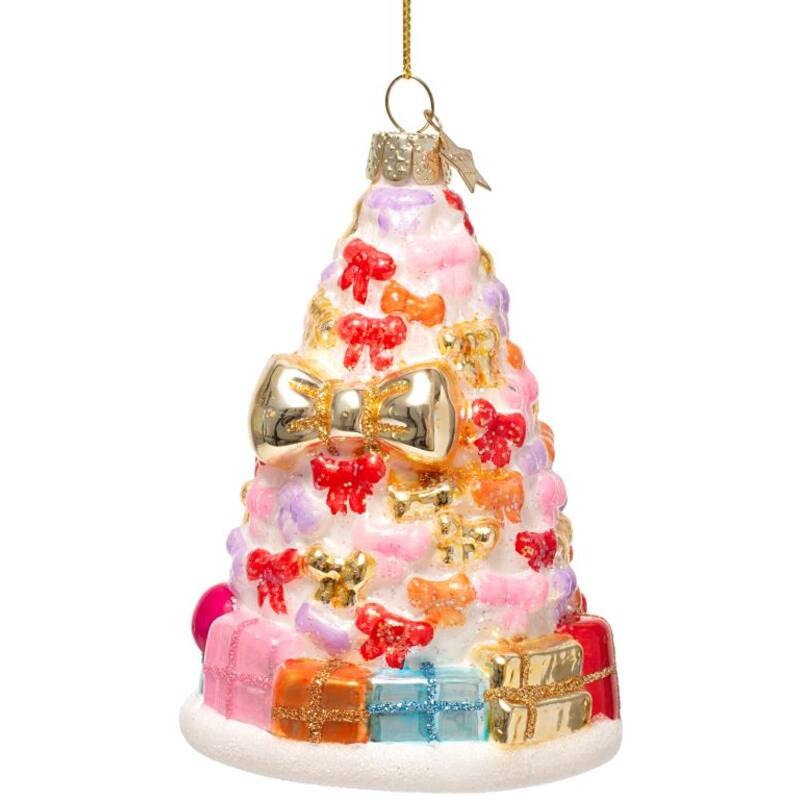 Bow Christmas Tree Glass Ornament