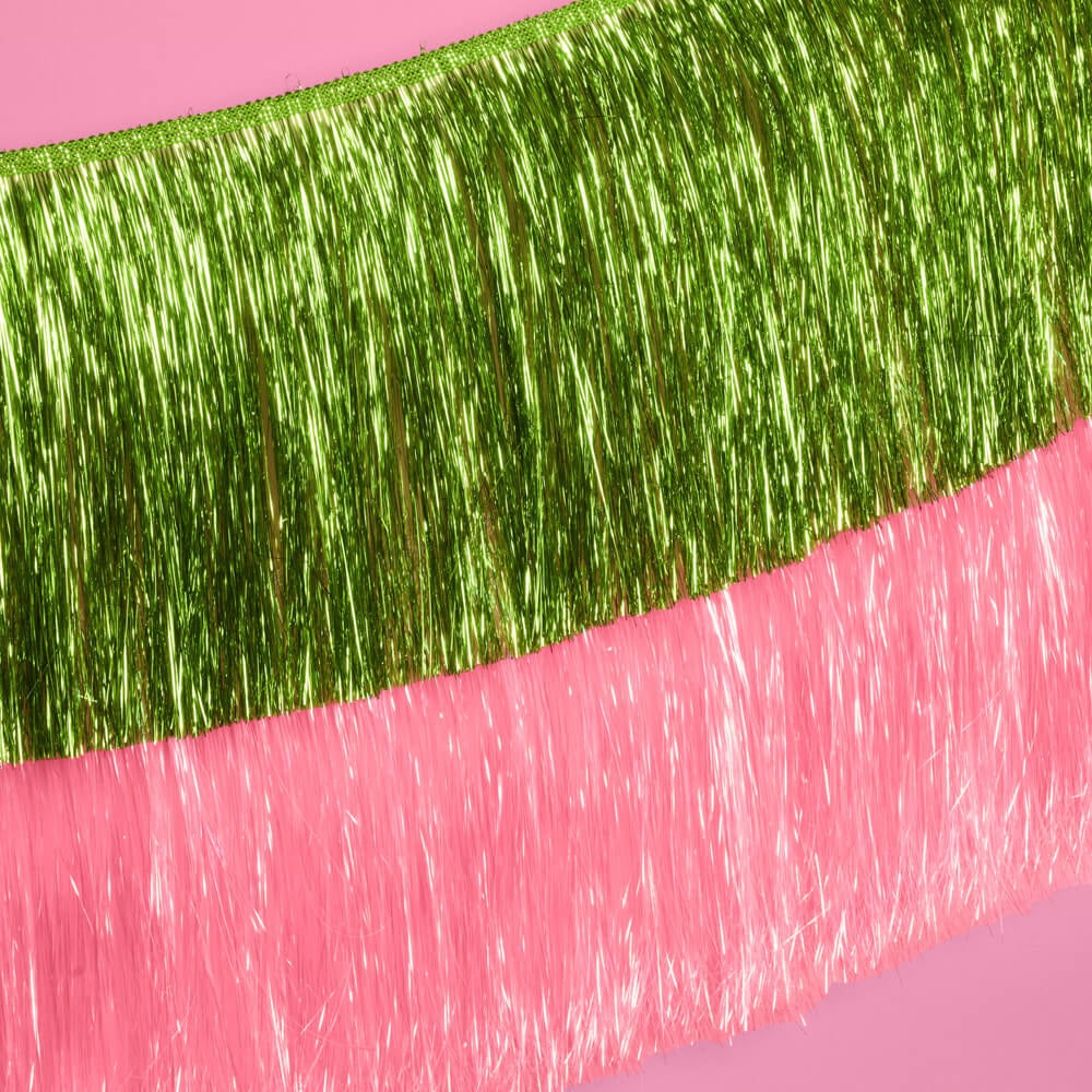 Pink and Green Fringe Banner Set