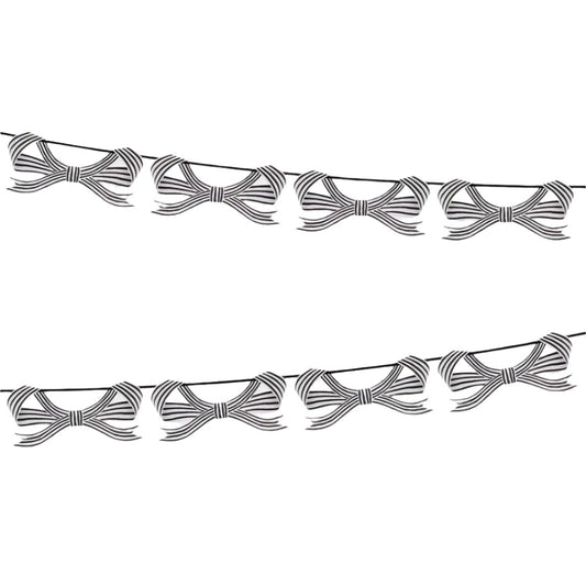 Black & White Stripy Bow Garland