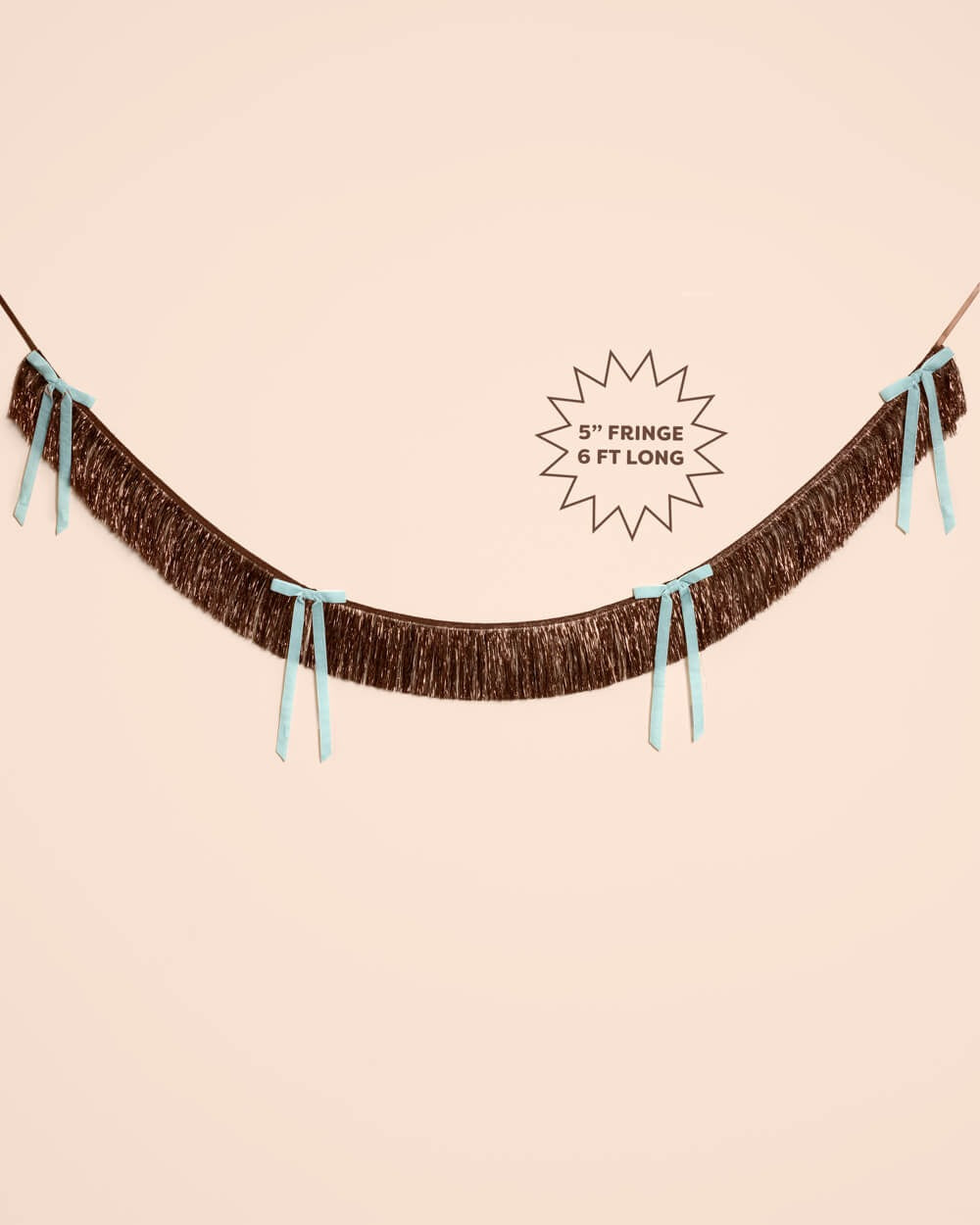 Brown Fringe Backdrop with Blue Velvet Bows
