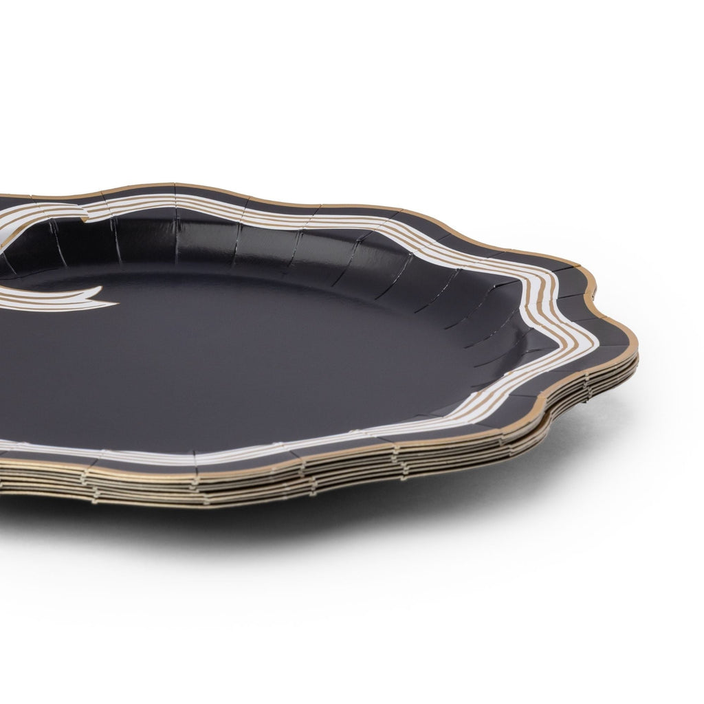 Elegant Black & White Bow Dinner Plates