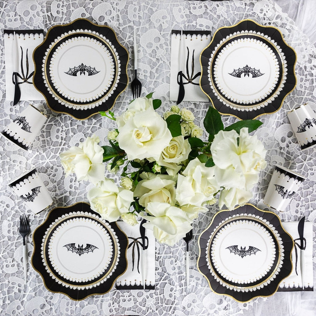 Elegant Halloween Dessert Lacy Bat Plates