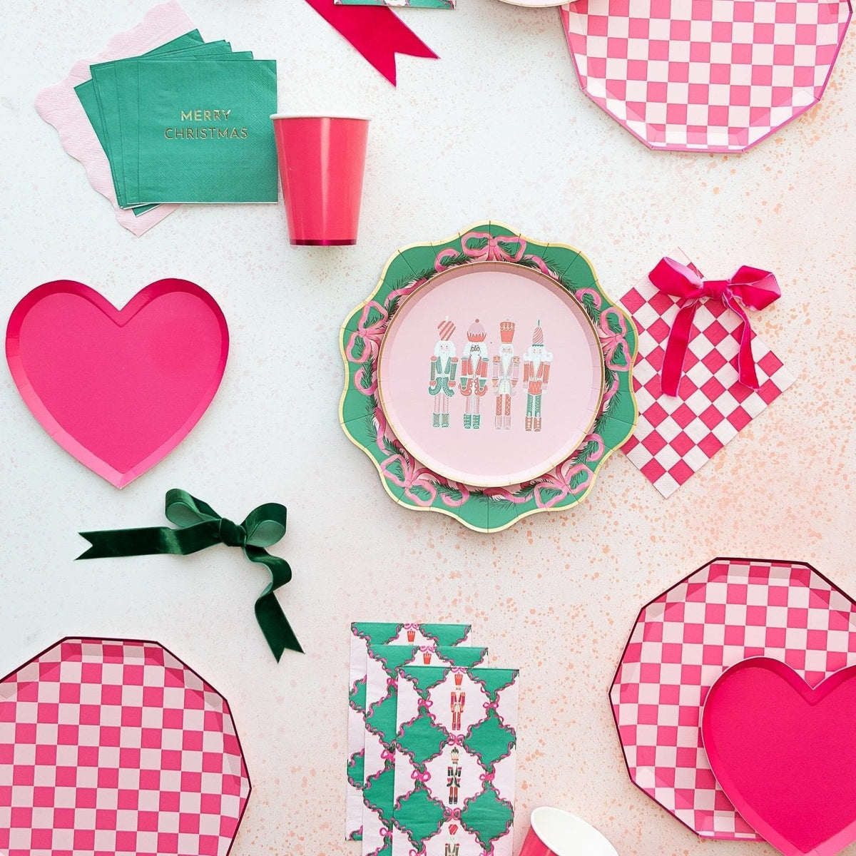 Haute Pink Signature Checker Large Plates