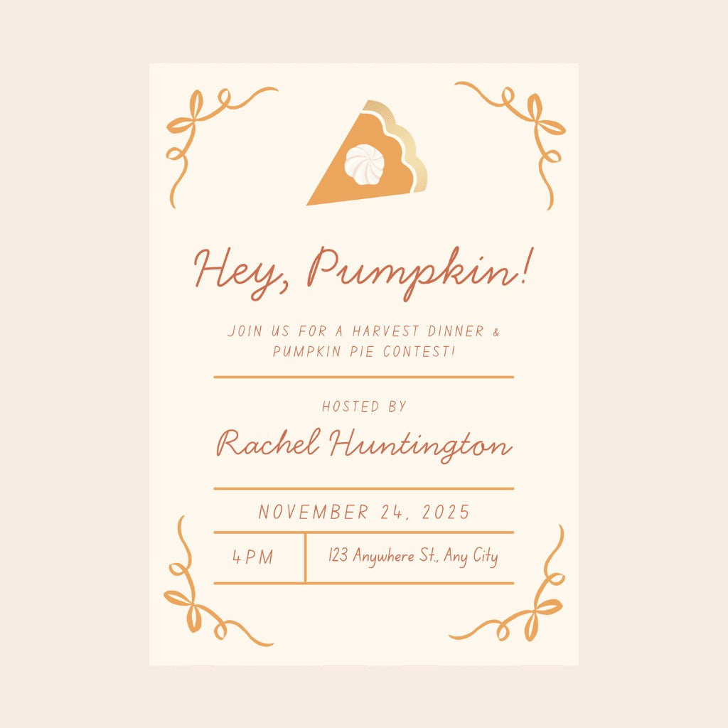 Sweet as Pumpkin Pie Digital Party Invitation