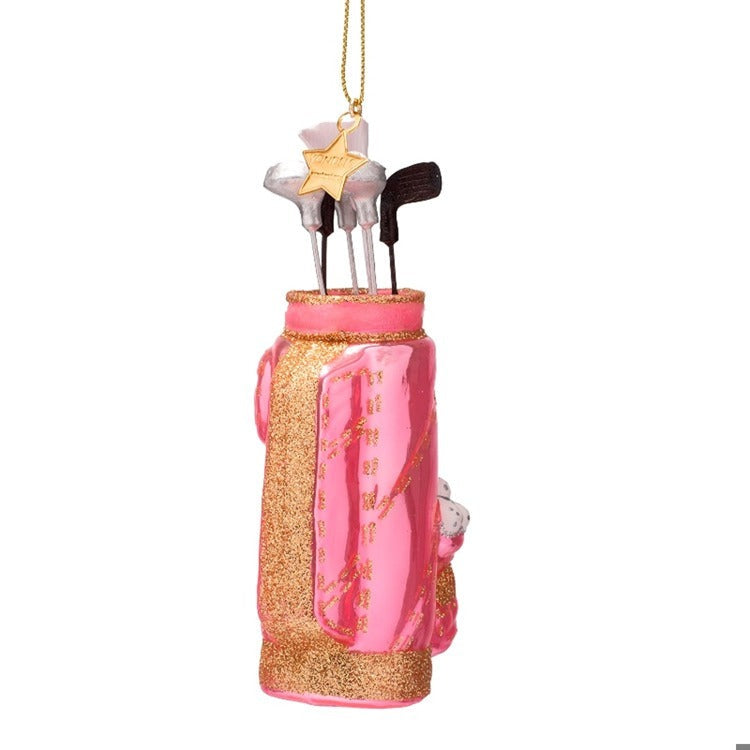 Pink Golf Bag Glass Ornament