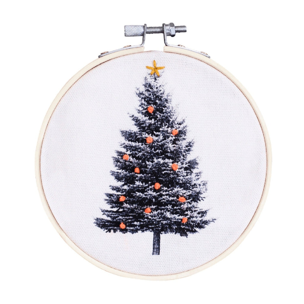 Christmas Tree Embroidery Hoop Kit: Light Blue