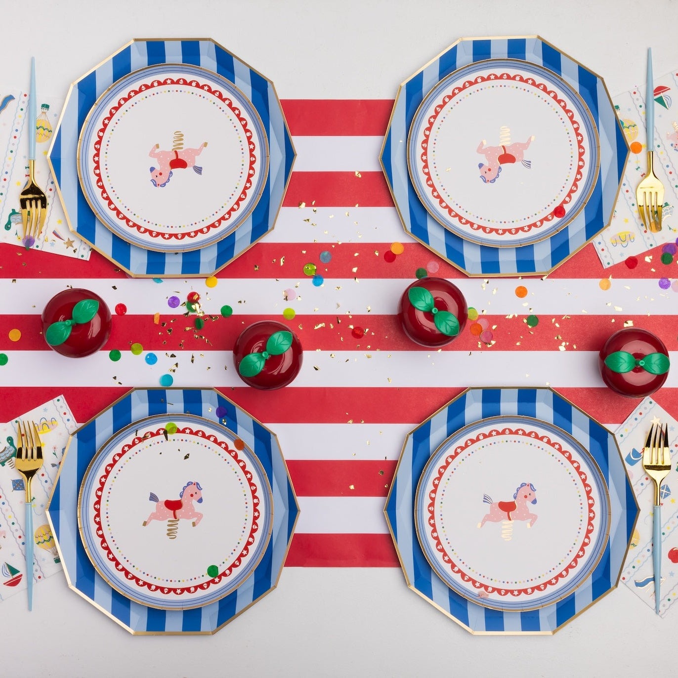 Cherry Red Signature Cabana Stripe Table Runner