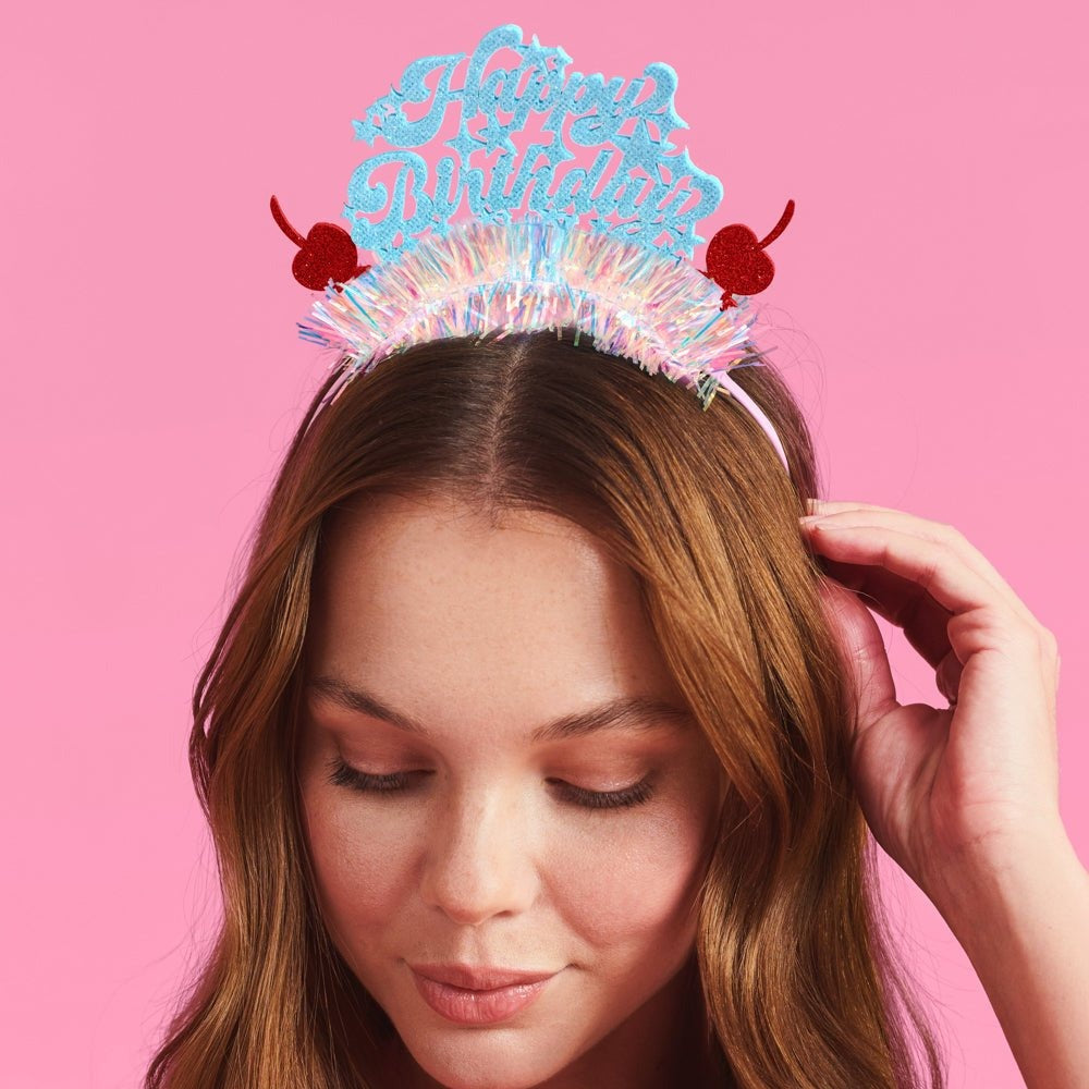 Cherry Tinsel Birthday Headband