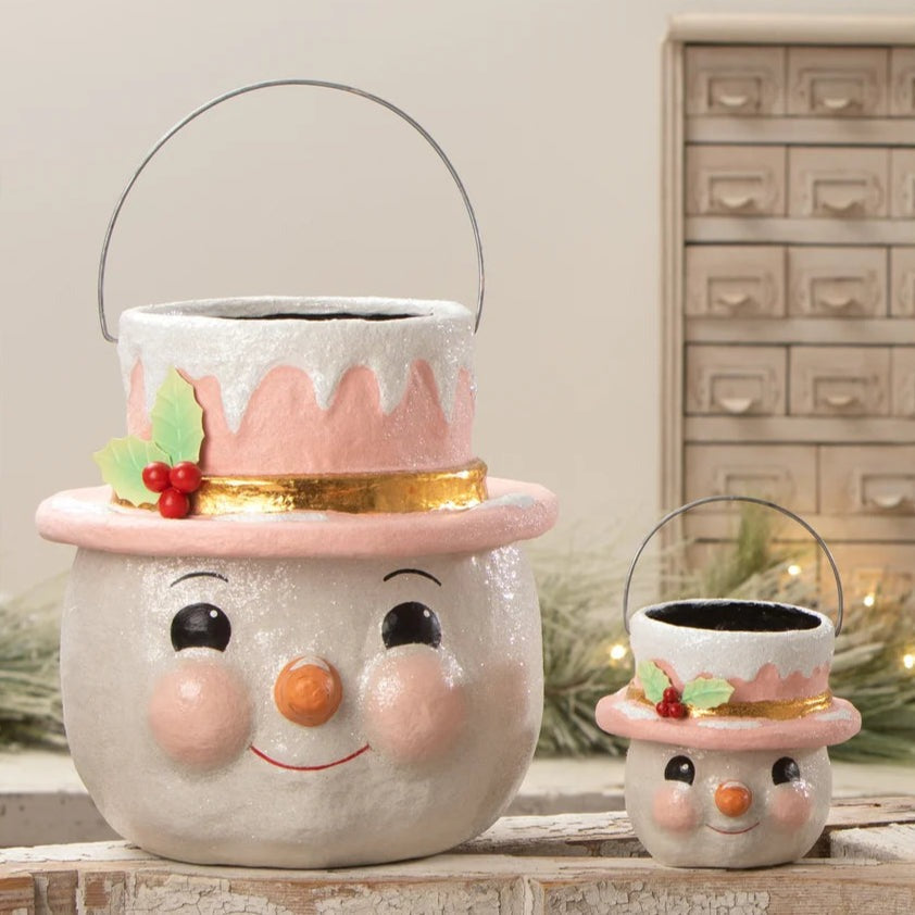 Bethany Lowe Pastel Holly Hat Snowman - Large