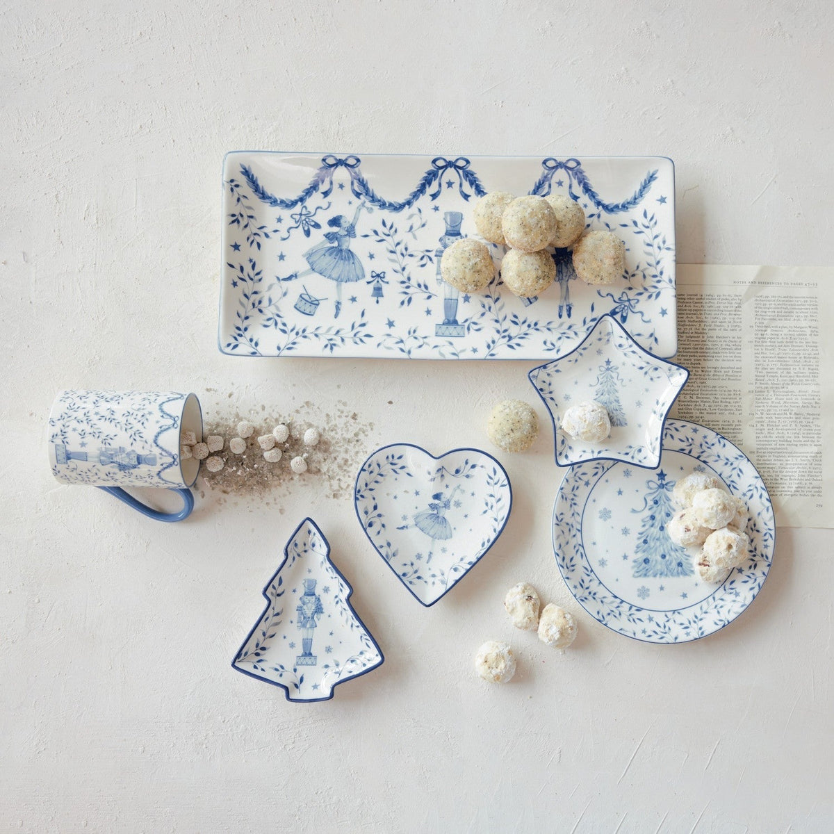 Nutcracker & Ballerina Stoneware Tray