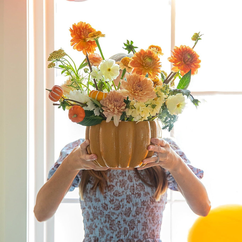 Orange Ceramic Pumpkin Pot