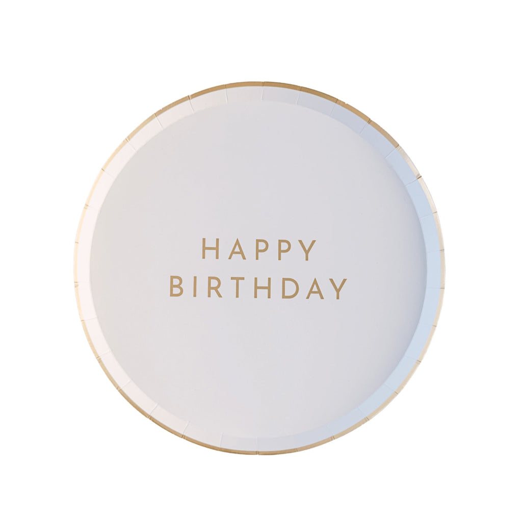 White & Gold Signature Happy Birthday Small Plates