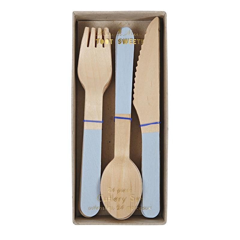 Pastel Blue Wooden Cutlery