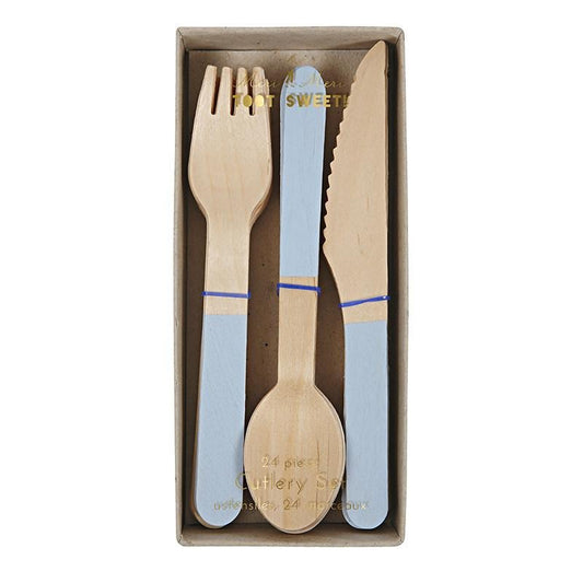 Pastel Blue Wooden Cutlery