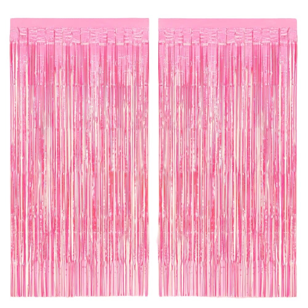 Hot Pink Iridescent Fringe Curtain Backdrop