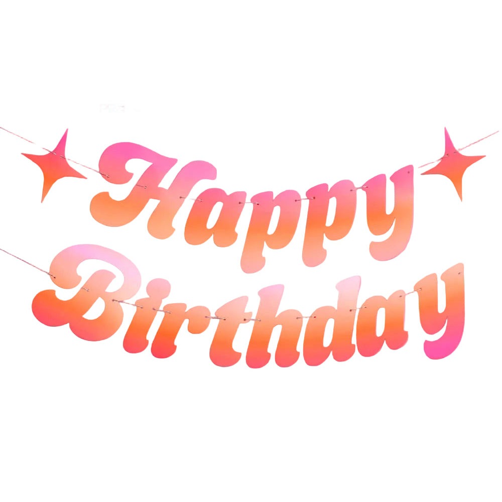 Pink & Orange Happy Birthday Banner