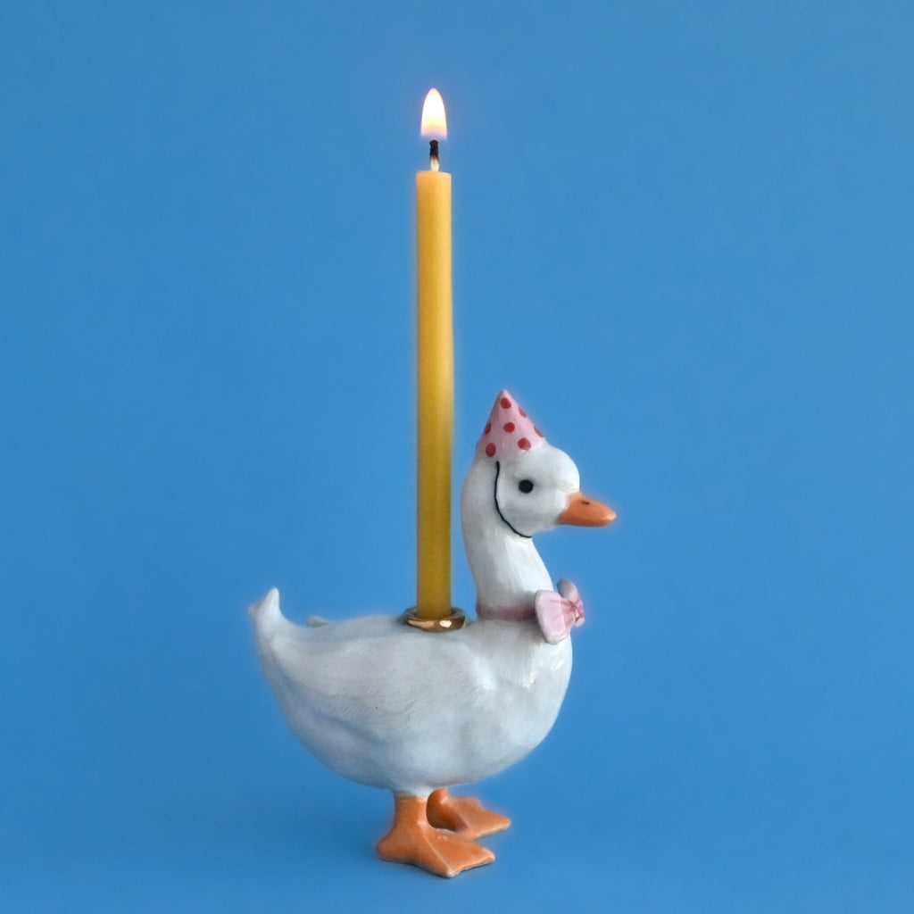 Pink Goose Birthday Candle Holder