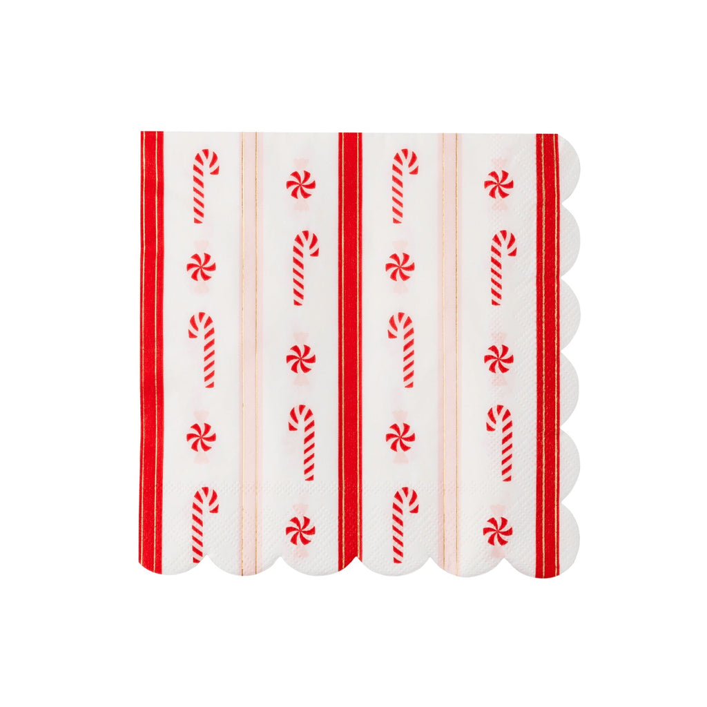 Christmas Peppermint Candy Large Scalloped Napkins