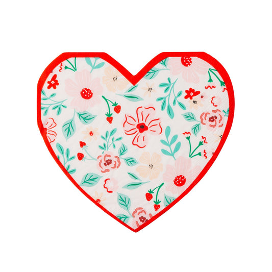 Pink & Red Floral Heart Large Napkins