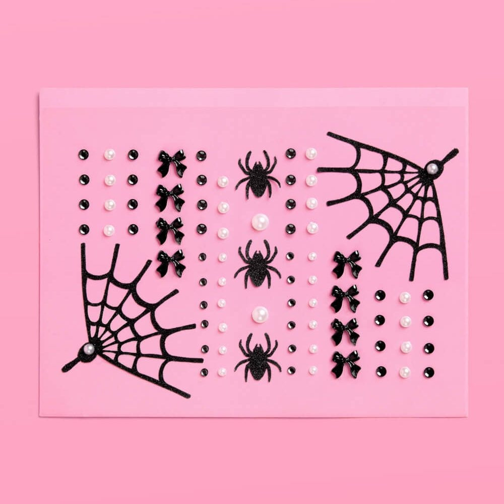Gothic Halloween Face Gems - Pearl & Bow Set